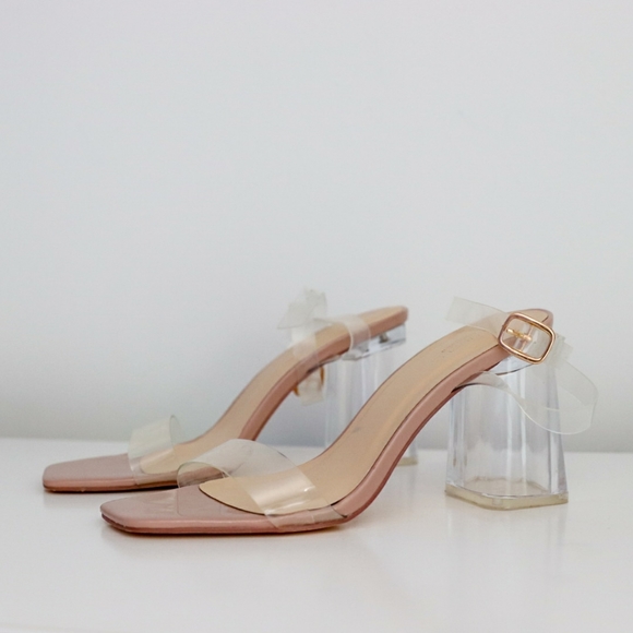 Truffle Collection Clear Heeled Sandals in beige - UK6 - Picture 2 of 4